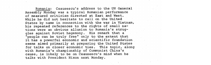 Fragment scanat din buletinul din 21 octombrie 1970: Romania:
