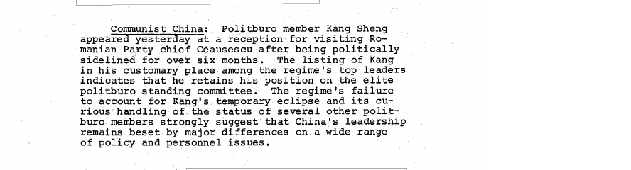 Fragment scanat din buletinul din 4 iunie 1971: Communist China: