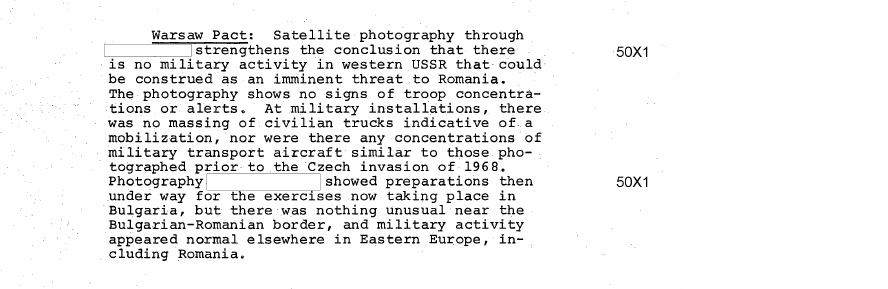 Fragment scanat din buletinul din 28 august 1971: Warsaw Pact: