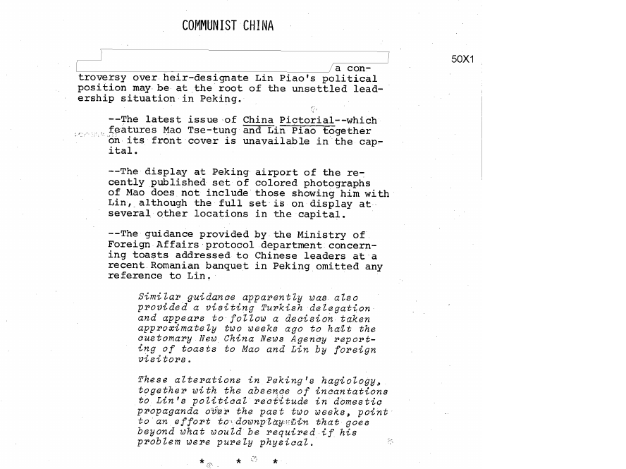 Fragment scanat din buletinul din 20 octombrie 1971: COMMUNIST CHINA
