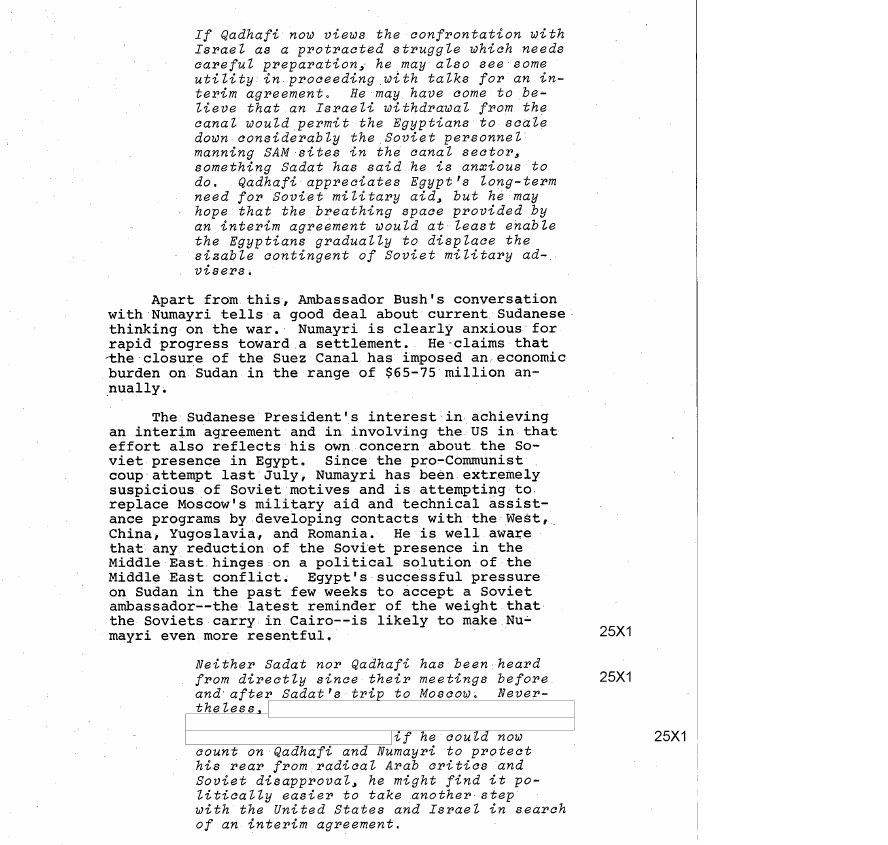 Fragment scanat din buletinul din 16 februarie 1972: SUDAN-LIBYA-EGYPT