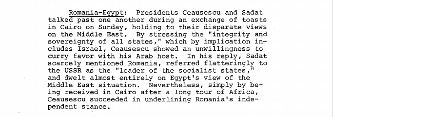 Fragment scanat din buletinul din 5 aprilie 1972: Romania-Egypt: