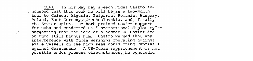 Fragment scanat din buletinul din 3 mai 1972: Cuba: