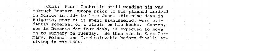 Fragment scanat din buletinul din 29 mai 1972: Cuba: