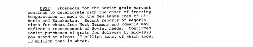 Fragment scanat din buletinul din 27 septembrie 1972: USSR:
