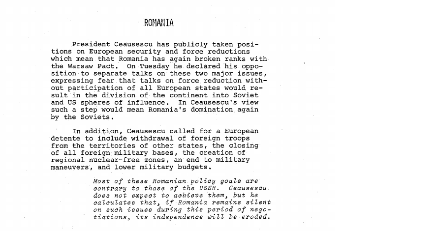 Fragment scanat din buletinul din 23 noiembrie 1972: ROMANIA