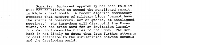 Fragment scanat din buletinul din 23 august 1973: Romania: