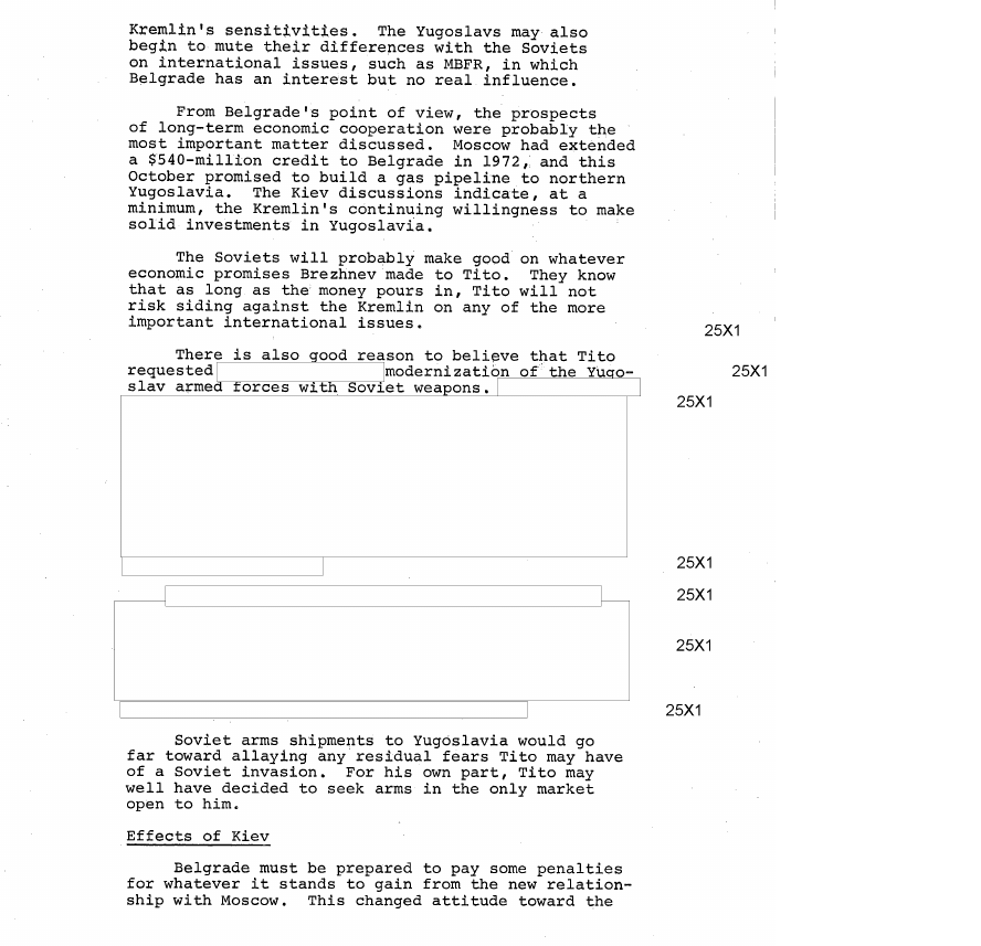 Fragment scanat din buletinul din 4 decembrie 1973: YUGOSLAV - SOVIET RELATIONS