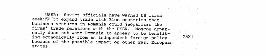 Fragment scanat din buletinul din 25 ianuarie 1974: USSR: