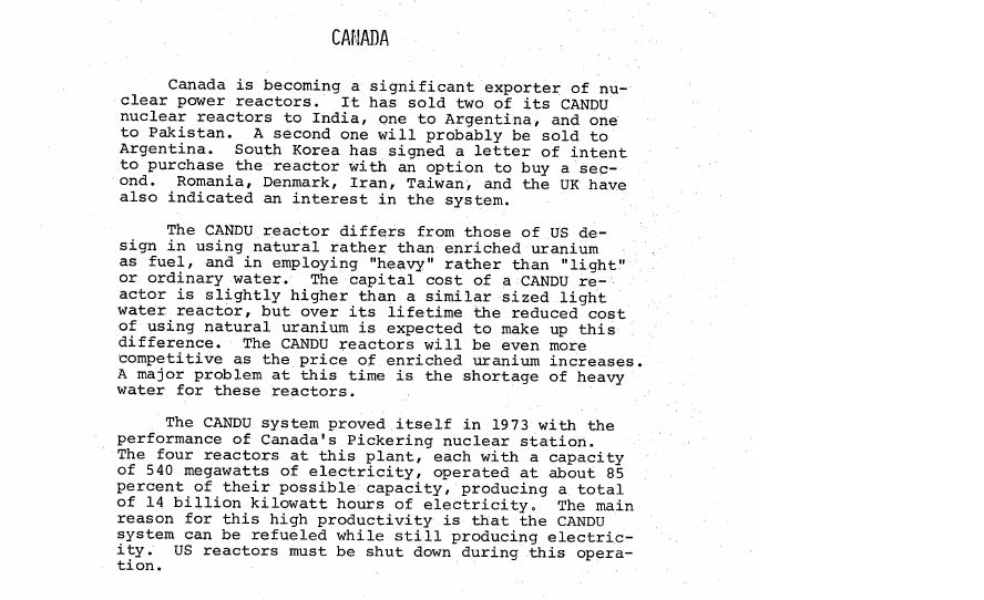 Fragment scanat din buletinul din 4 mai 1974: CANADA