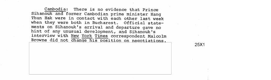 Fragment scanat din buletinul din 28 august 1974: Cambodia: