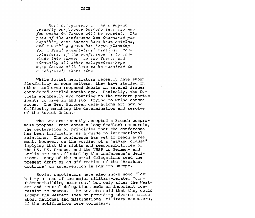 Fragment scanat din buletinul din 15 mai 1975: CSCE