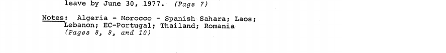 Fragment scanat din buletinul din 27 iunie 1975: Notes: