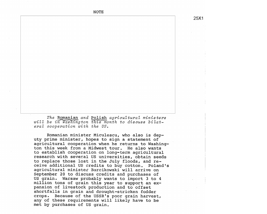 Fragment scanat din buletinul din 9 septembrie 1975: NOTE