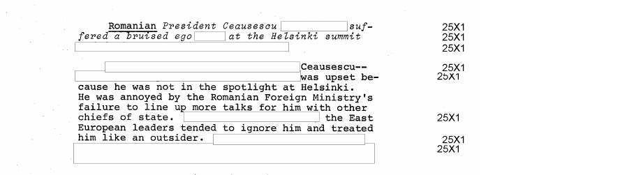 Fragment scanat din buletinul din 10 septembrie 1975: NOTES