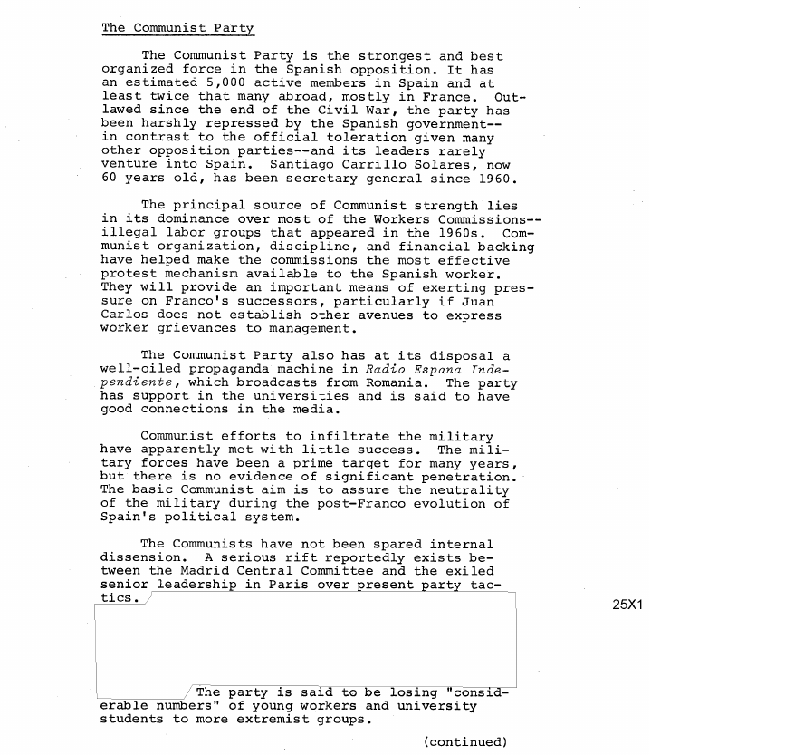 Fragment scanat din buletinul din 25 noiembrie 1975: The Communist Party