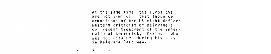Scanned fragment of the brief of 14 September 1976: YUGOSLAVIA: