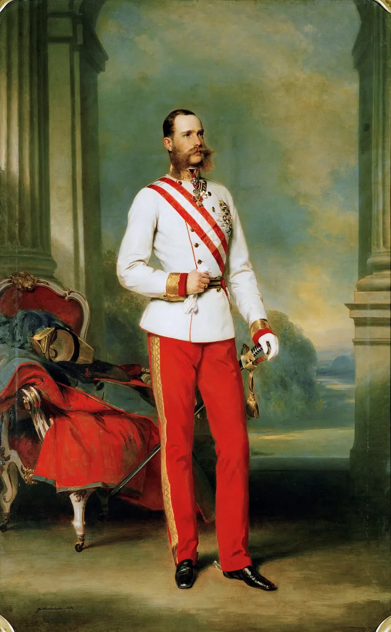 Franz Joseph, by Winterhalter. The emperor of the drawing room where “küss’ die Hand” was the usual hello.