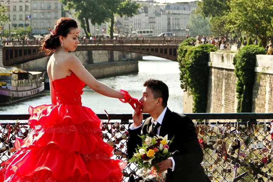 A hand-kiss, in France. The gesture is not only Romanian.