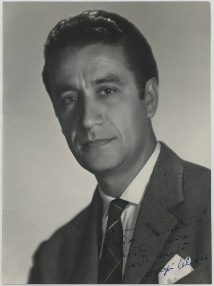 Portret alb-negru al lui Sergiu Celibidache în anii 1950