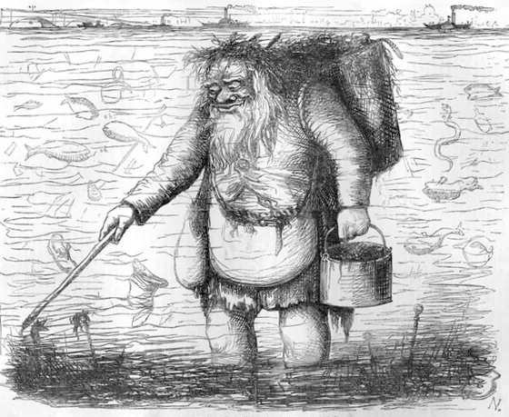 Caricatură Punch cu Tatăl Tamisa cel murdar, 1848