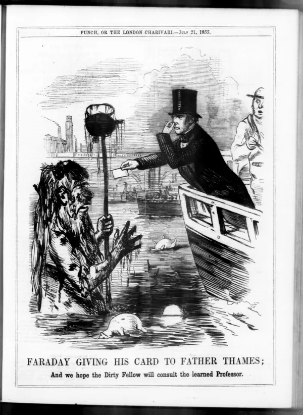 Faraday își arată cartea Tatălui Tamisa, 1855