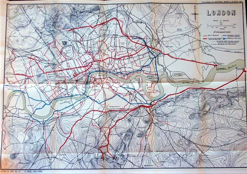 Harta canalizării Londrei de Hering, 1882