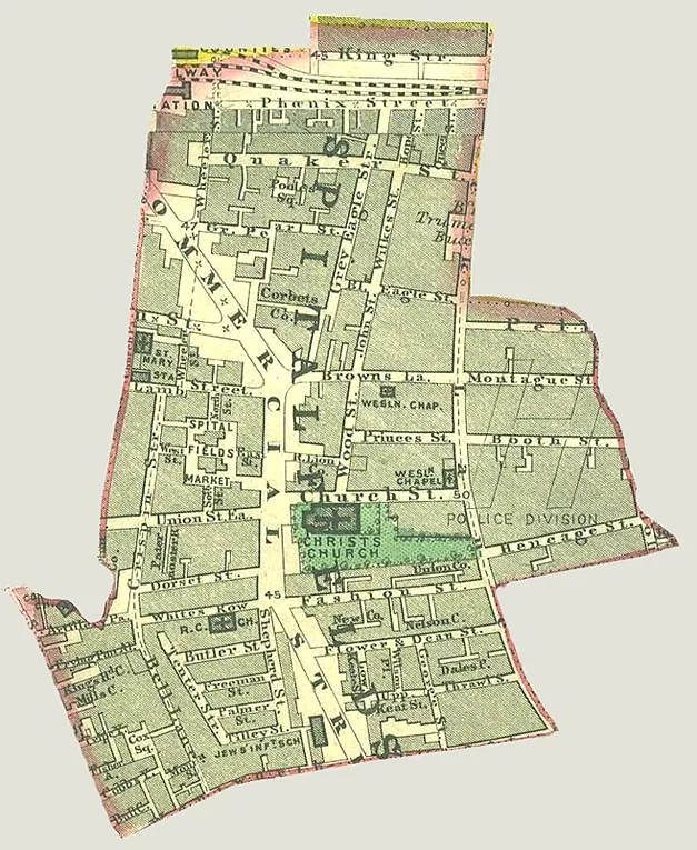 Harta parohiei Spitalfields, circa 1885