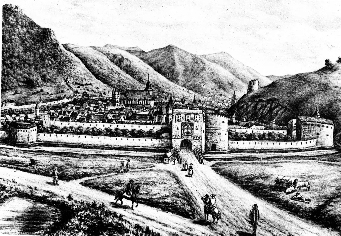 Brașovul în 1689, cetatea căreia îi era adresată scrisoarea.
