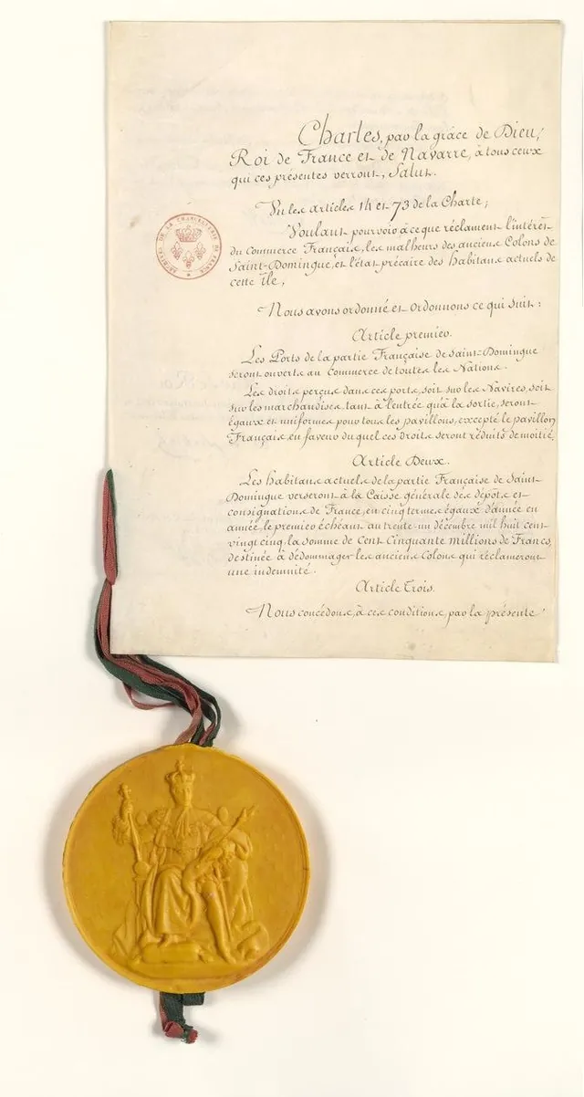 First page of a handwritten ordinance on cream paper, headed Charles, par la grâce de Dieu, with a red seal at the left.