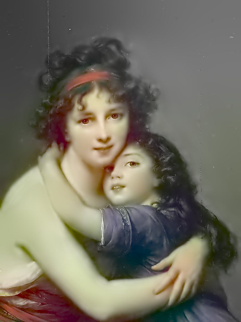 The painting at two months: eyes and colour returning
