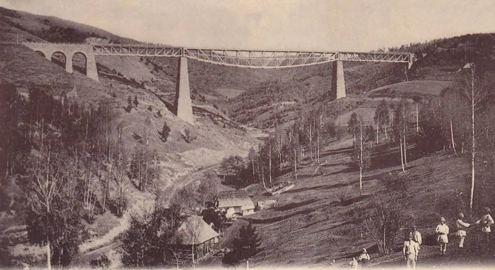 1903 — viaductul nou, încă din zidărie și oțel