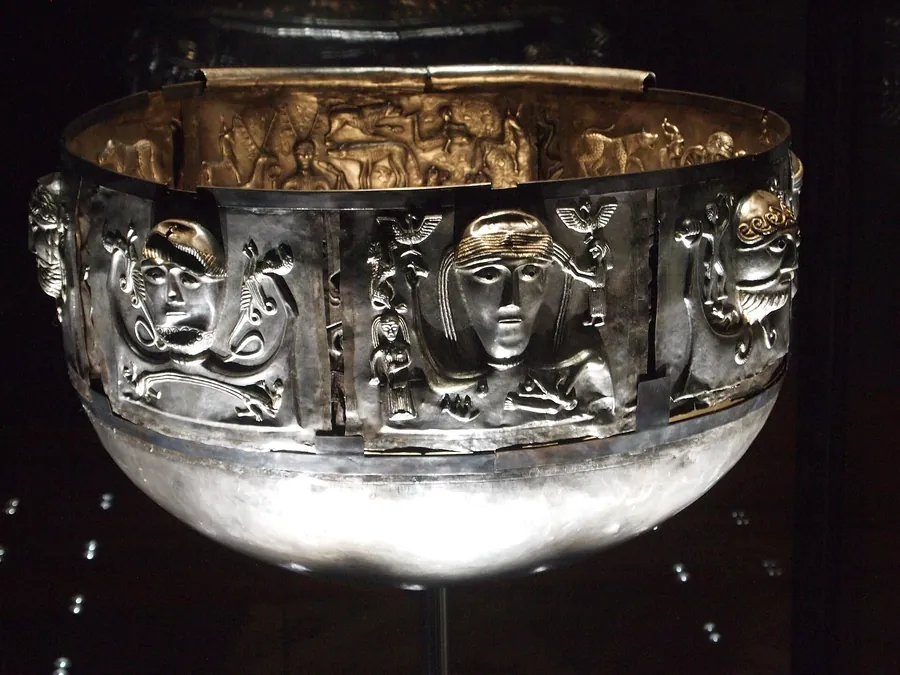 The Gundestrup cauldron, found in Denmark: Celtic art at home in the north.