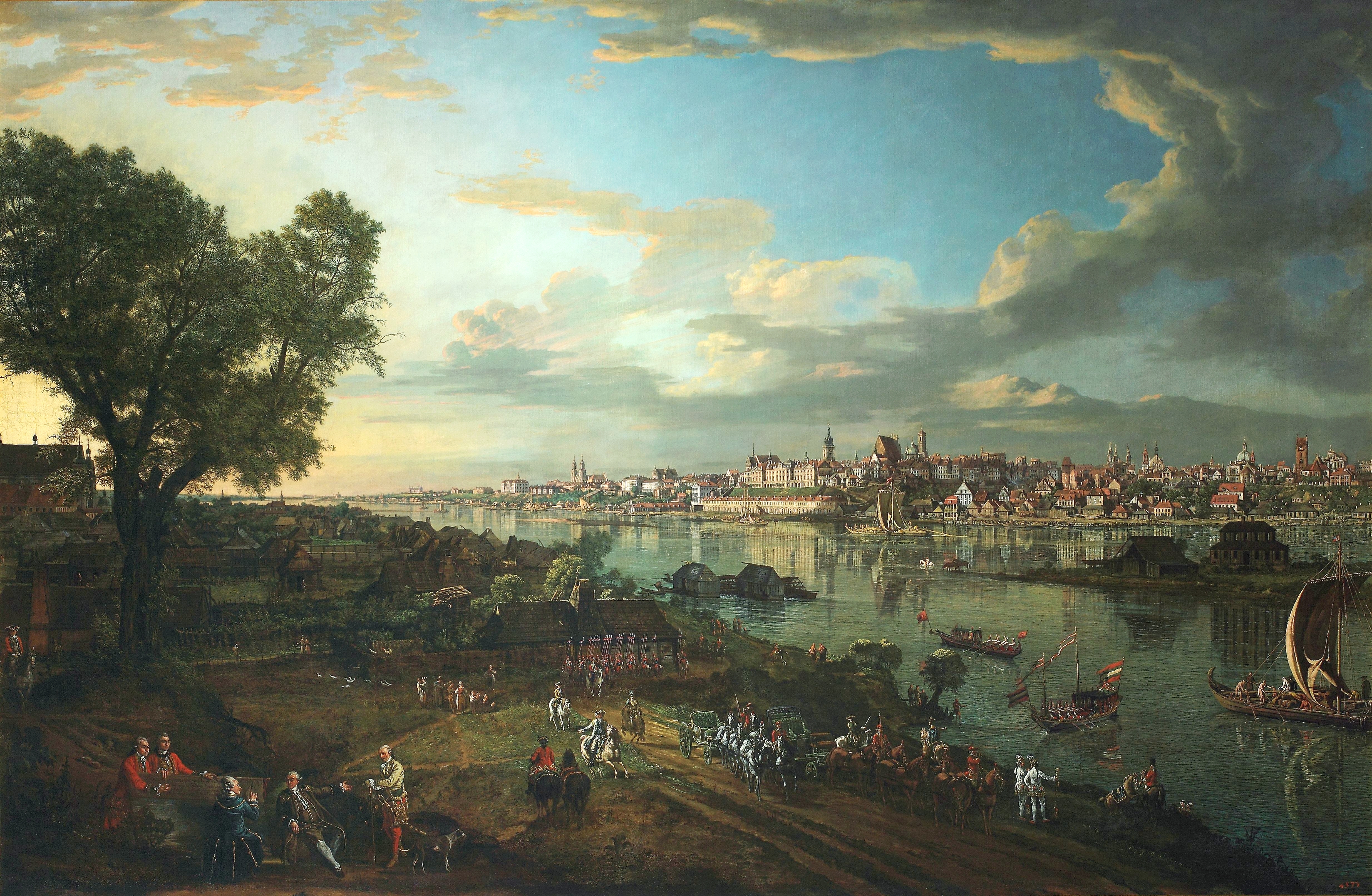 A painted panorama of Warsaw seen from Praga, by Bernardo Bellotto, 1770.