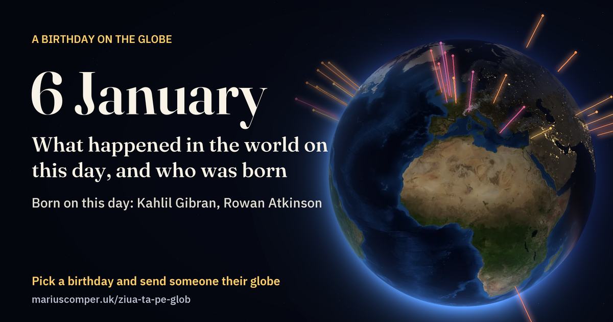 The Earth on 6 January, with the rays of the day’s events
