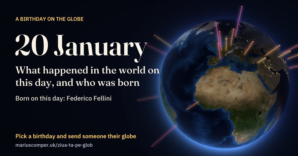 The Earth on 20 January, with the rays of the day’s events