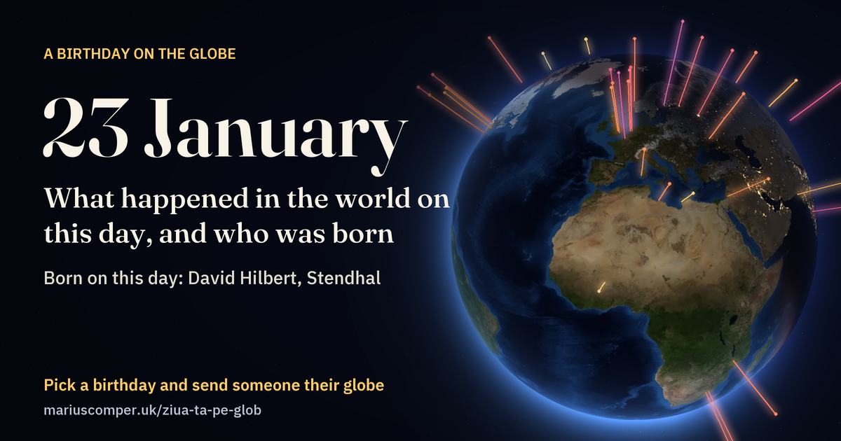 The Earth on 23 January, with the rays of the day’s events