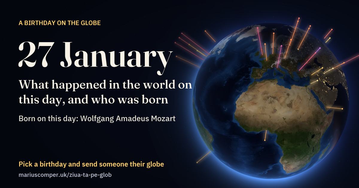 The Earth on 27 January, with the rays of the day’s events
