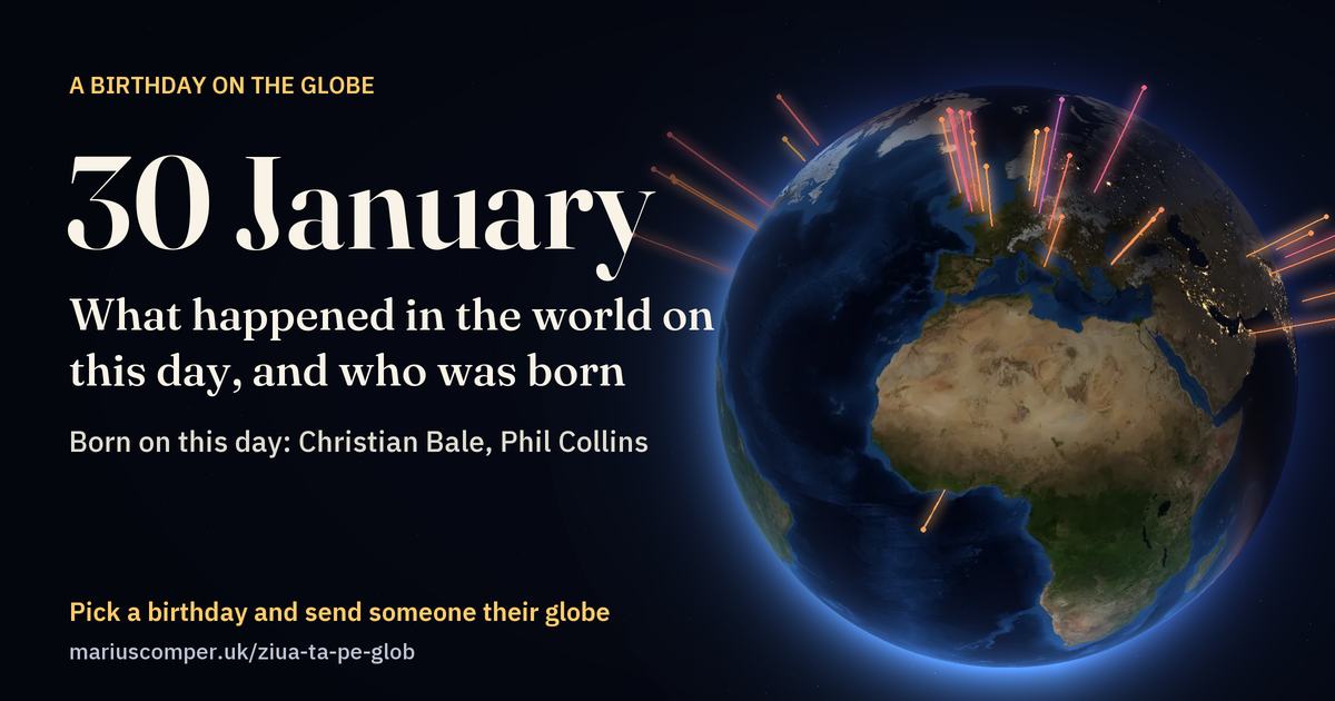 The Earth on 30 January, with the rays of the day’s events