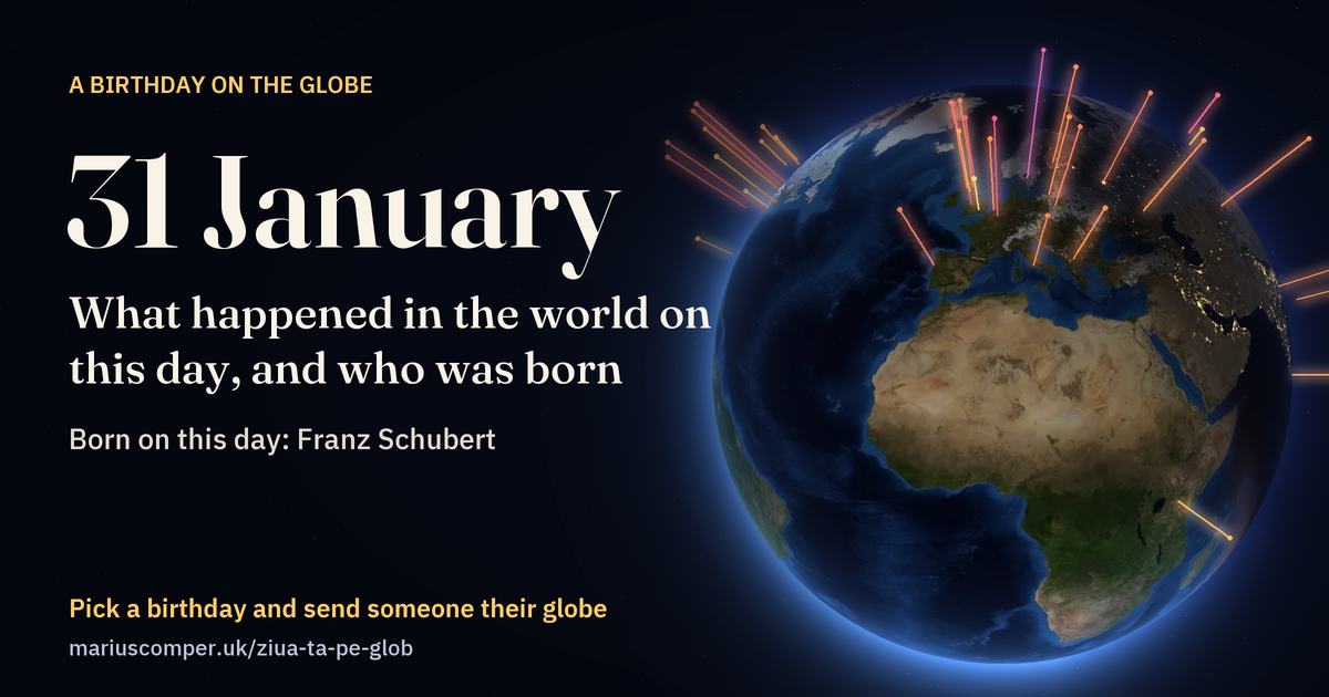 The Earth on 31 January, with the rays of the day’s events