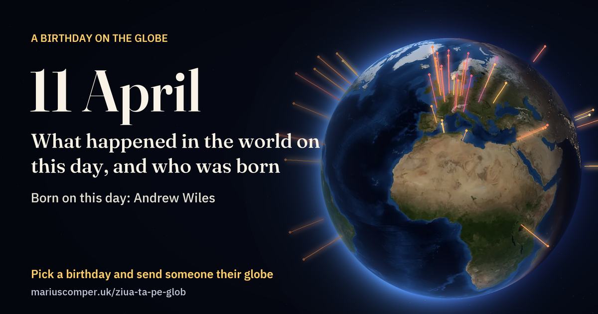 The Earth on 11 April, with the rays of the day’s events