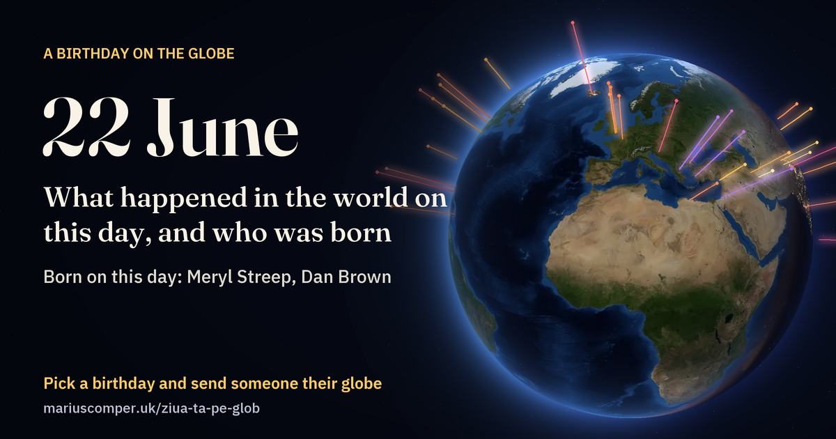 The Earth on 22 June, with the rays of the day’s events