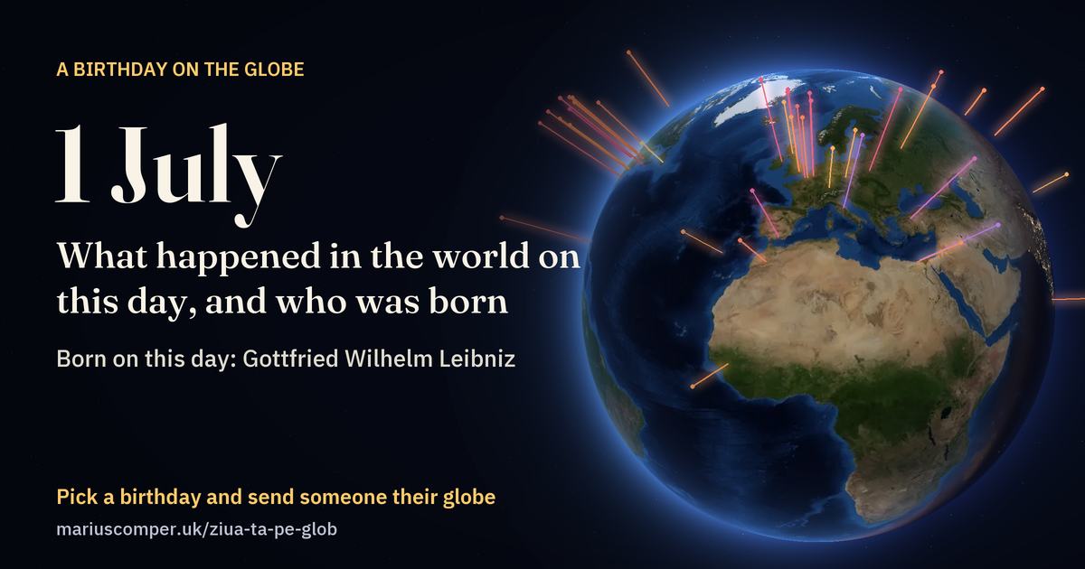 The Earth on 1 July, with the rays of the day’s events