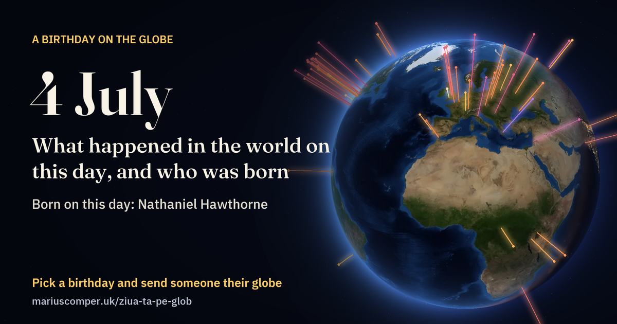 The Earth on 4 July, with the rays of the day’s events
