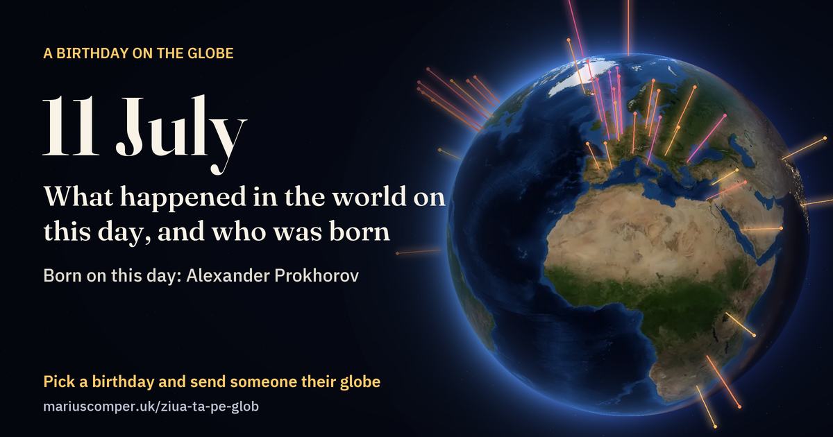 The Earth on 11 July, with the rays of the day’s events