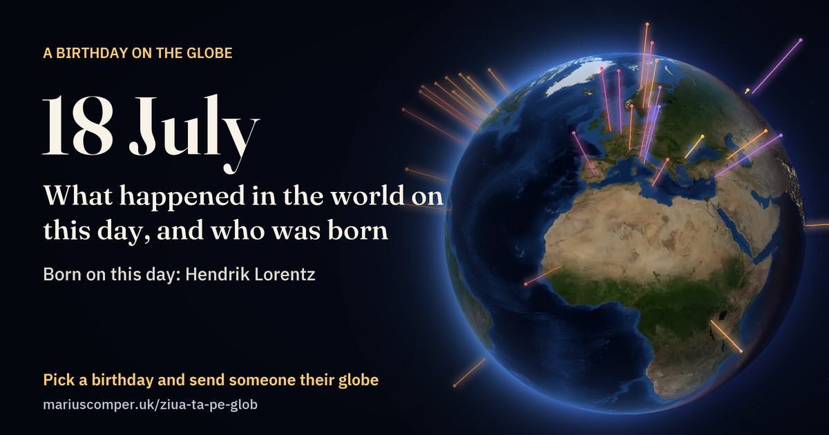 The Earth on 18 July, with the rays of the day’s events