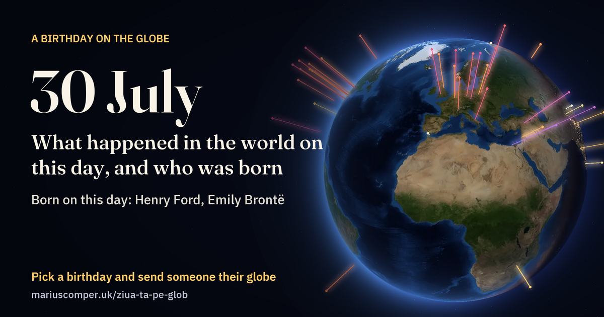 The Earth on 30 July, with the rays of the day’s events