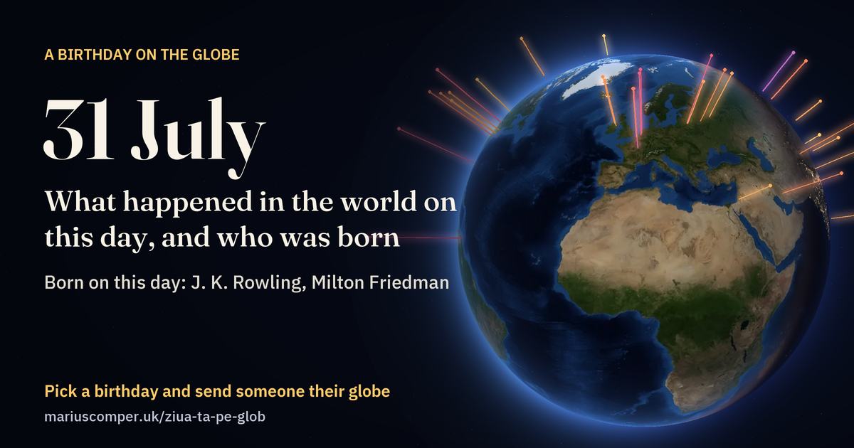 The Earth on 31 July, with the rays of the day’s events