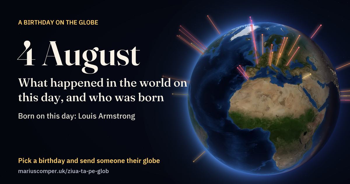 The Earth on 4 August, with the rays of the day’s events
