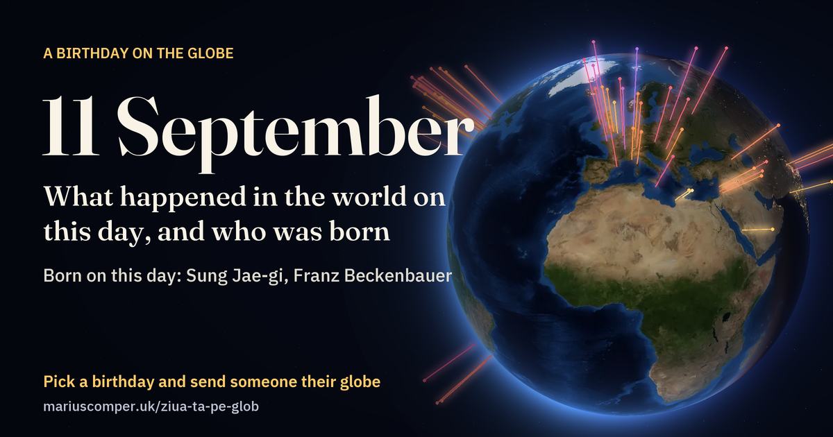 The Earth on 11 September, with the rays of the day’s events